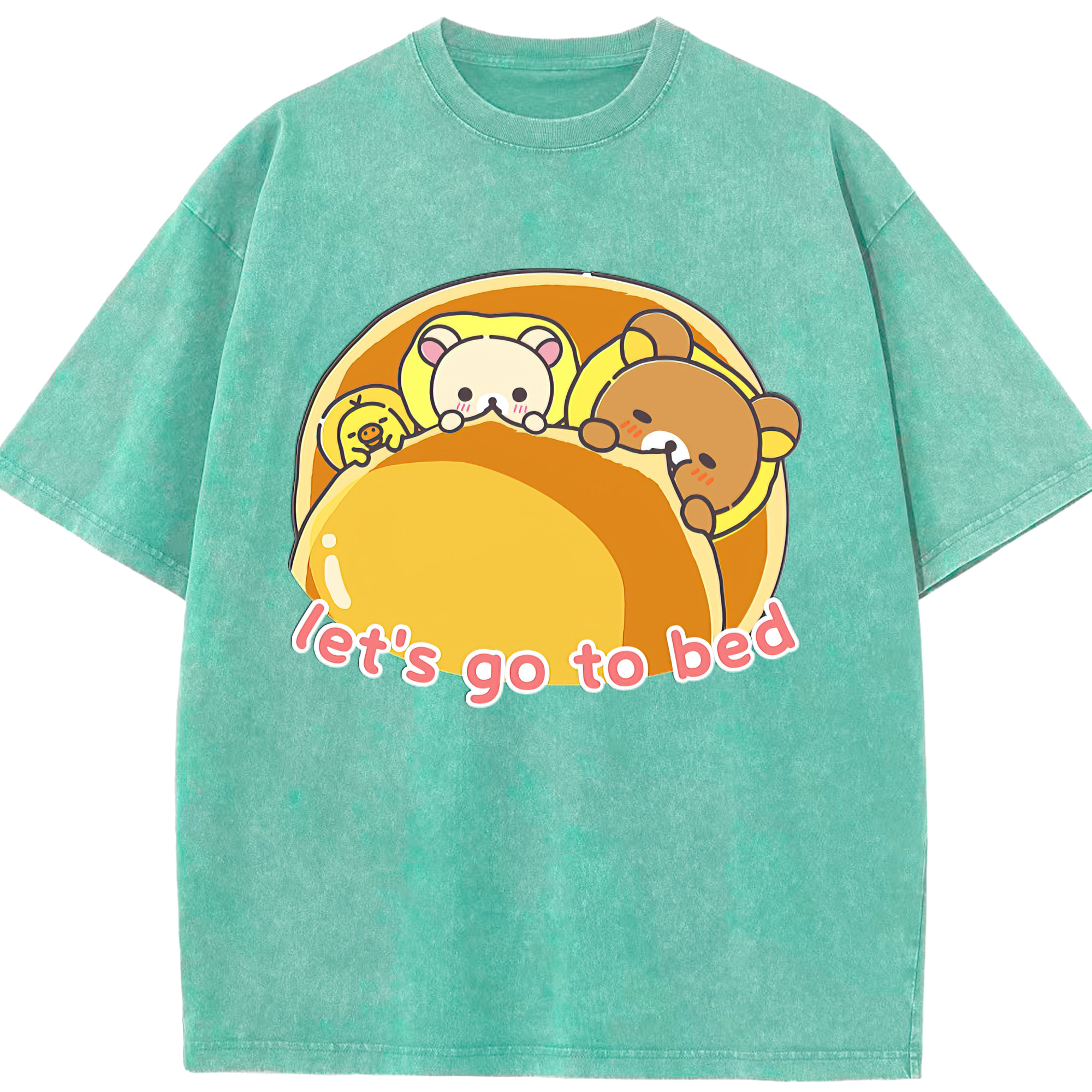 （画像用） リラックマ リラックマ キイロイトリ Rilakkuma Korilakkuma Kiiroitori 綿100% ヴィンテージ風 半袖Tシャツ（フロントプリント）